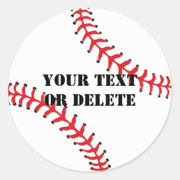 Cool Custom Text Baseball League Sports Ball Classic Round Sticker