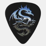 Cool Custom Text/color Silver Lucky Dragon Black Guitar Pick at Zazzle