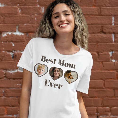 Cool custom text heart shaped photo collage T_Shirt