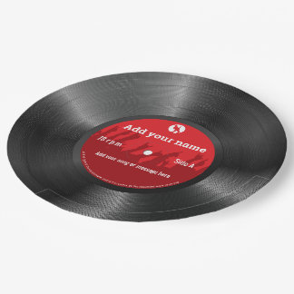Cool custom text vintage or retro vinyl record, paper plates