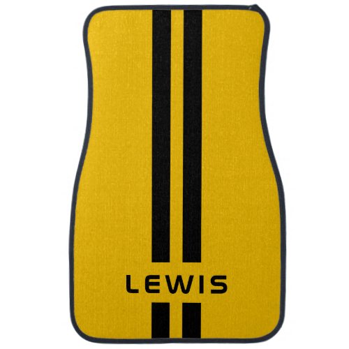 Cool Custom Yellow Stripe Personalised car mat
