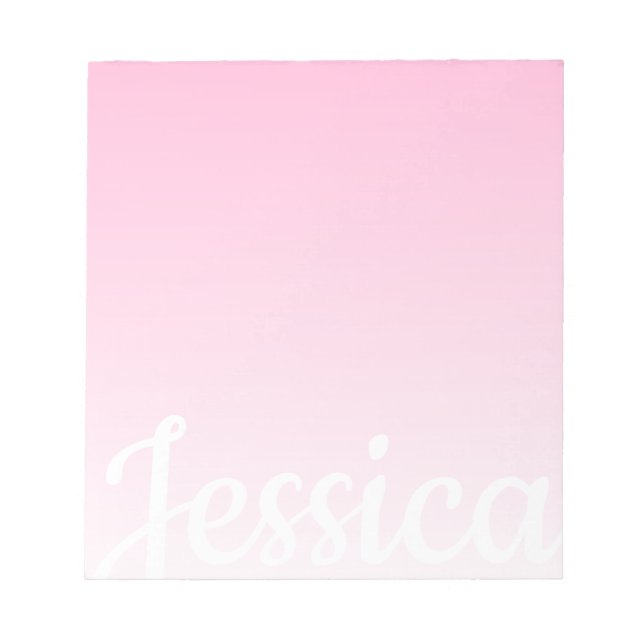 Cool Customizable Pink Gradient Ombre Your Script Notepad (Front)