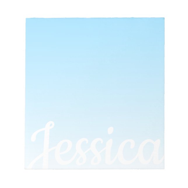 Cool Customizable Sky Blue Ombre & Your Script Notepad (Front)