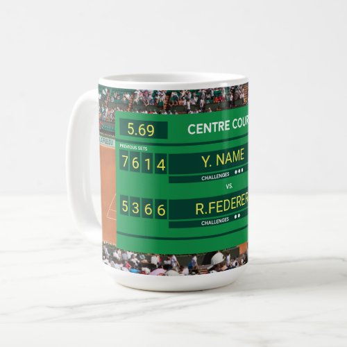 Cool customizable tennis score board male coffee mug