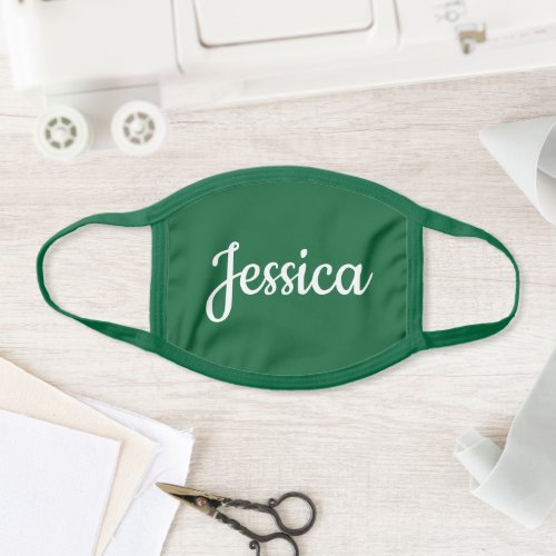Cool Customizable Text Forest Green All_Over Print Face Mask