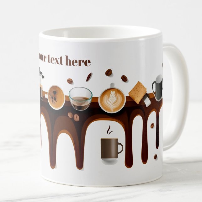 Cool cute array of coffee drinks personalized text mug (Creator Uploaded)