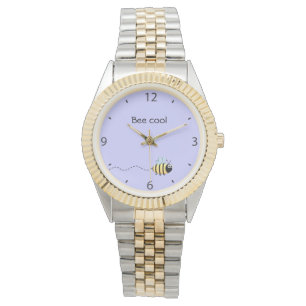 Cool cute bee cartoon pun purple watch