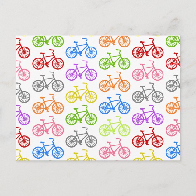 Cool cute bicycle pattern colourful seamless postcard (Front)