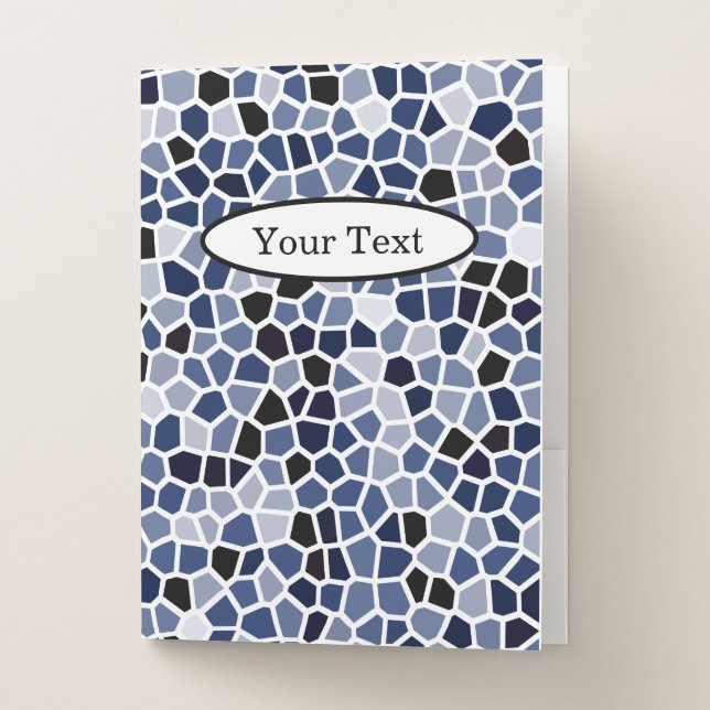 Cool Cute Blue Geometric Pattern Pocket Folder (Front)