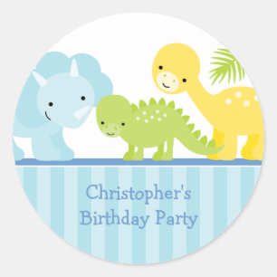 Cool cute boy's dinosaur birthday party stickers