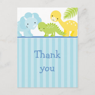 Cool cute boy's dinosaur thank you postcard