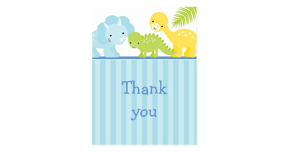 Cool Cute Boy S Dinosaur Thank You Postcard Zazzle Com