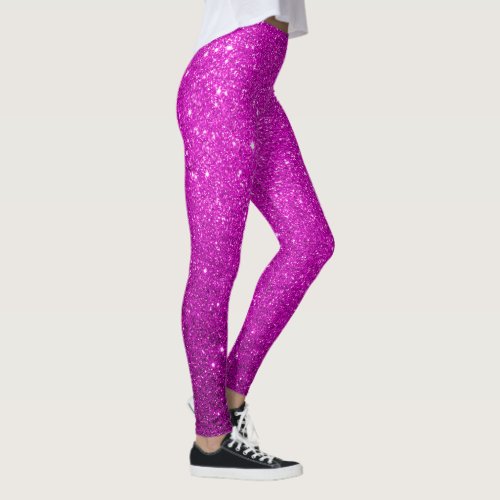 cool cute bright purple glitter pattern leggings