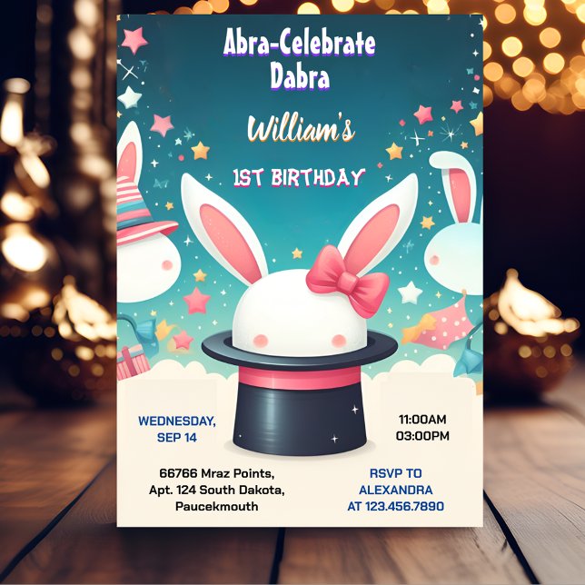 Cool Cute Bunny Tv Party Magic Show 1st Birthday Invitation (Creator Uploaded)