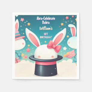 Cool Cute Bunny Tv Party Magic Show 1st Birthday Napkins
