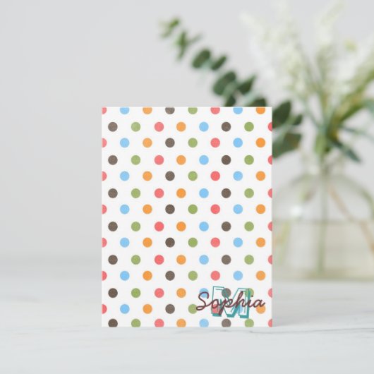 Cool cute colourful trendy monogram polka dots (Standing Front)