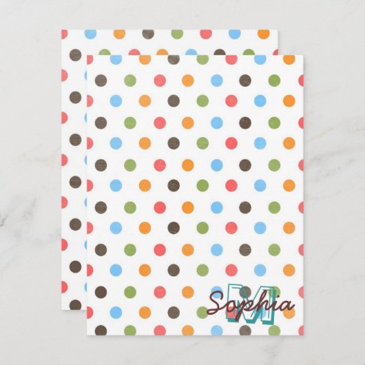 Cool cute colourful trendy monogram polka dots (Front/Back)