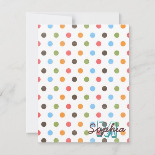 Cool cute colourful trendy monogram polka dots custom invite