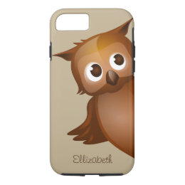 Cool Cute Custom Name Funny Cartoon Owl Monogram iPhone 8/7 Case