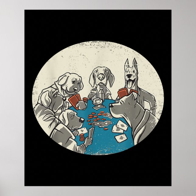 Cool Cute Dogs Playing Cards Poker Texas Holdem Poster (Front)