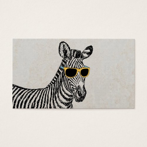 Cool cute funny zebra sketch with trendy glasses business cards