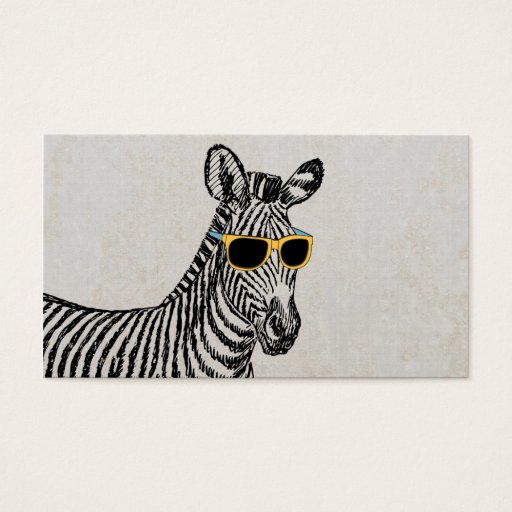 Customizable Cool cute funny zebra sketch with trendy glasses business cards