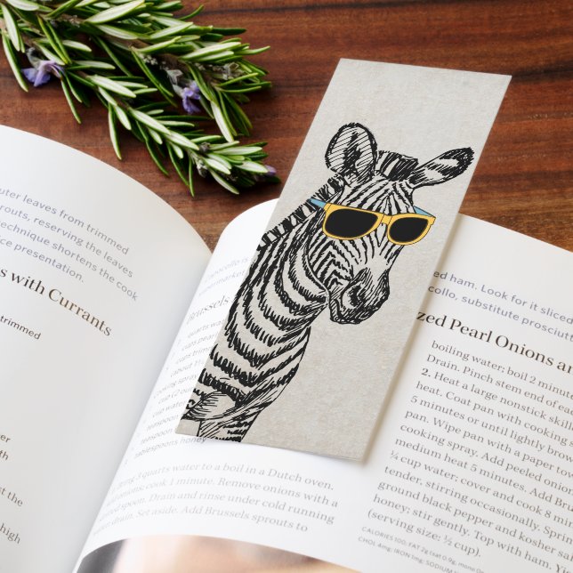 Cool cute funny zebra sketch with trendy glasses bookmarks (Book)