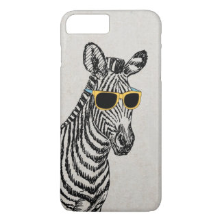 Cool cute funny zebra sketch with trendy glasses iPhone 8 plus/7 plus case