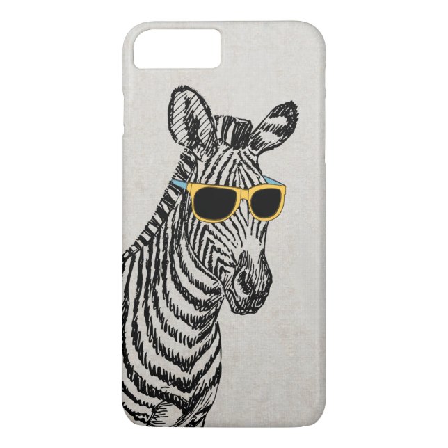 Cool cute funny zebra sketch with trendy glasses Case-Mate iPhone case (Back)