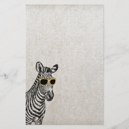 Cool Cute Funny Zebra Sketch With  Trendy Glasses Stationery