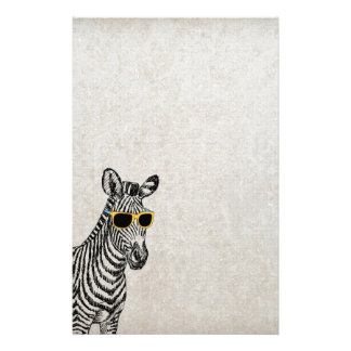 Cool cute funny zebra sketch with  trendy glasses stationery