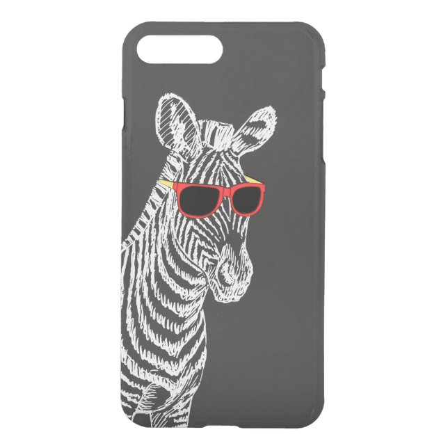 Cool cute funny zebra white sketch with glasses uncommon iPhone case (Back)