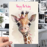 Cool Cute Giraffe - Funny Happy Birthday Card<br><div class="desc">The crowds at the zoo were shocked when they saw the giraffe with a pink ribbon on its head. It was like a scene taken out of a birthday card and people were mesmerized. Nobody could figure out where the ribbon had come from. Some people thought it had been put...</div>