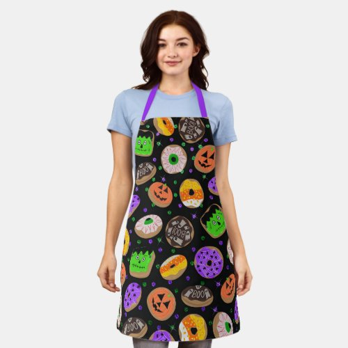 Cool Cute Glitter Confetti Donut Halloween Pattern Apron