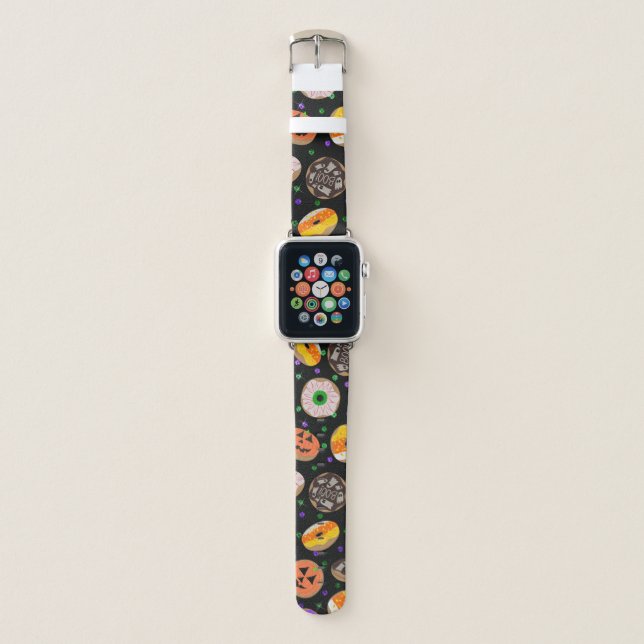 Cool Cute Glitter Confetti Donuts Halloween Apple Watch Band (Front)