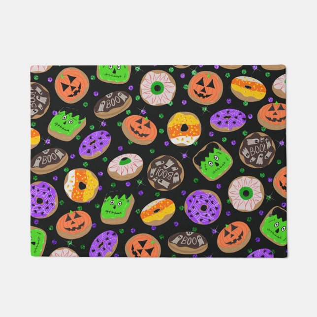 Cool Cute Glitter Confetti Donuts Halloween Doormat (Front)