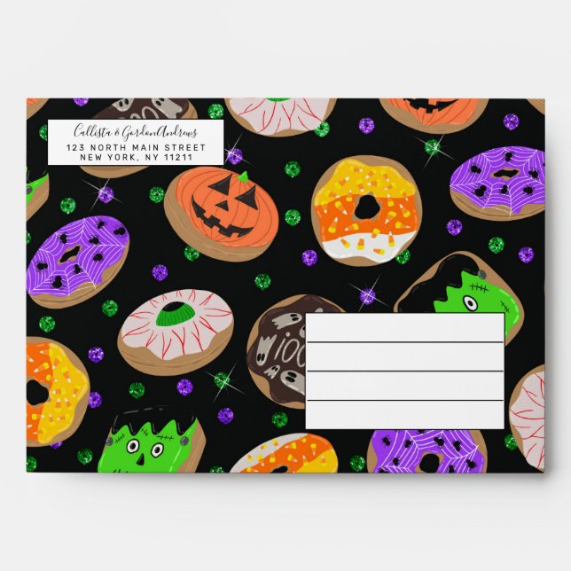 Cool Cute Glitter Confetti Donuts Halloween Envelope (Front)