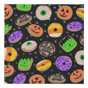 Cool Cute Glitter Confetti Donuts Halloween Faux Canvas Print
