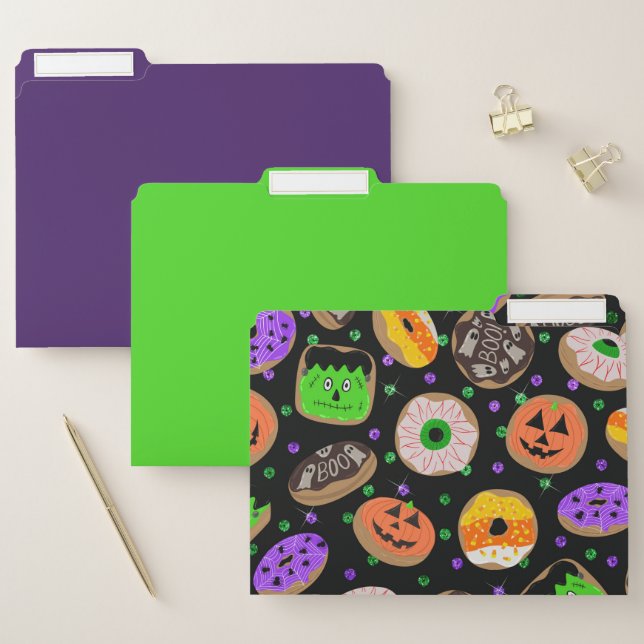 Cool Cute Glitter Confetti Donuts Halloween File Folder (Set)