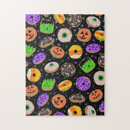 Cool Cute Glitter Confetti Donuts Halloween Jigsaw Puzzle