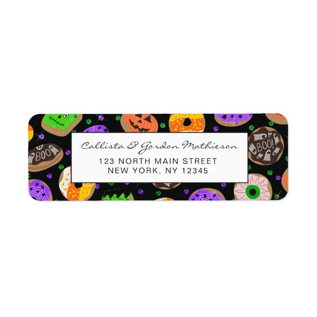 Cool Cute Glitter Confetti Donuts Halloween Label (Front)