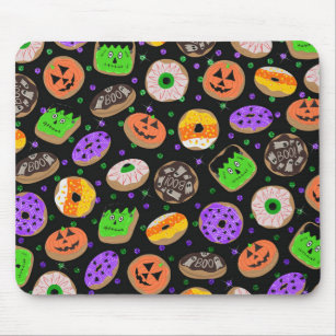 Cool Cute Glitter Confetti Donuts Halloween Mouse Pad