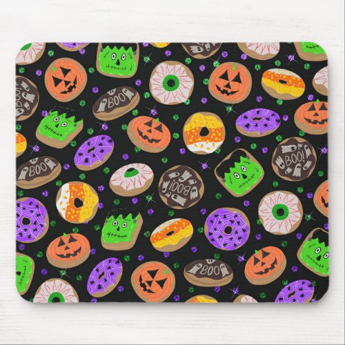 Cool Cute Glitter Confetti Donuts Halloween Mouse Pad