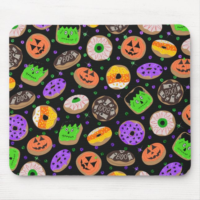 Cool Cute Glitter Confetti Donuts Halloween Mouse Pad (Front)