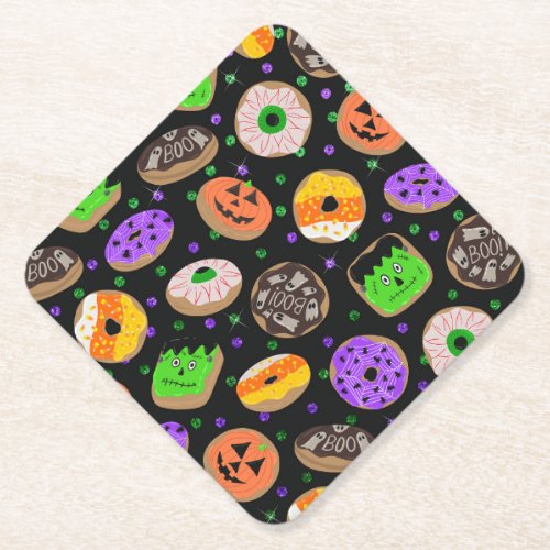 Cool Cute Glitter Confetti Donuts Halloween Paper Coaster