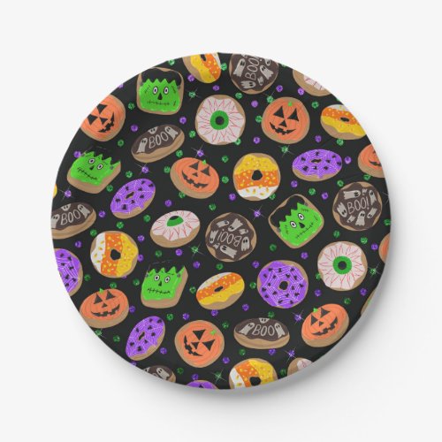 Cool Cute Glitter Confetti Donuts Halloween Paper Plates