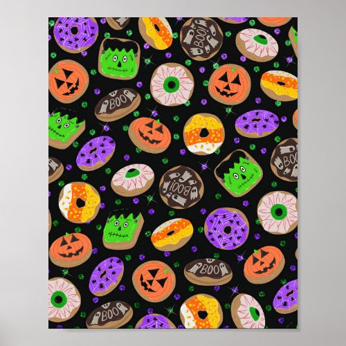 Cool Cute Glitter Confetti Donuts Halloween Poster