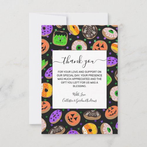 Cool Cute Glitter Confetti Donuts Halloween Thank You Card