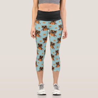 Cool cute Halloween bear pumpkin pattern Capri Leggings
