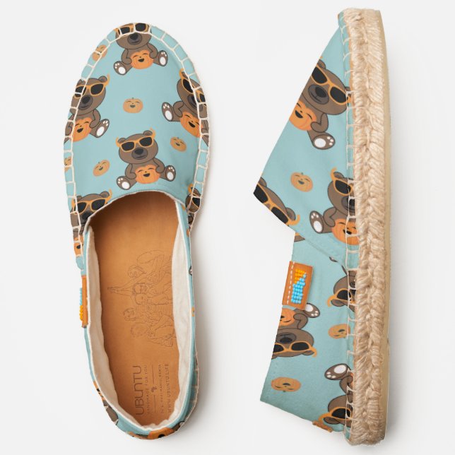 Cool cute Halloween bear pumpkin pattern Espadrilles (Side)